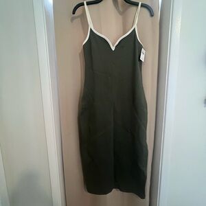 Abercrombie & Fitch Green Bodcon Dress with White Accents